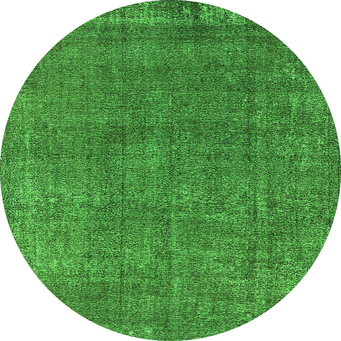 Round Oriental Green Industrial Rug, urb2249grn