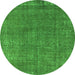 Round Oriental Green Industrial Rug, urb2249grn