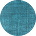 Round Oriental Light Blue Industrial Rug, urb2249lblu