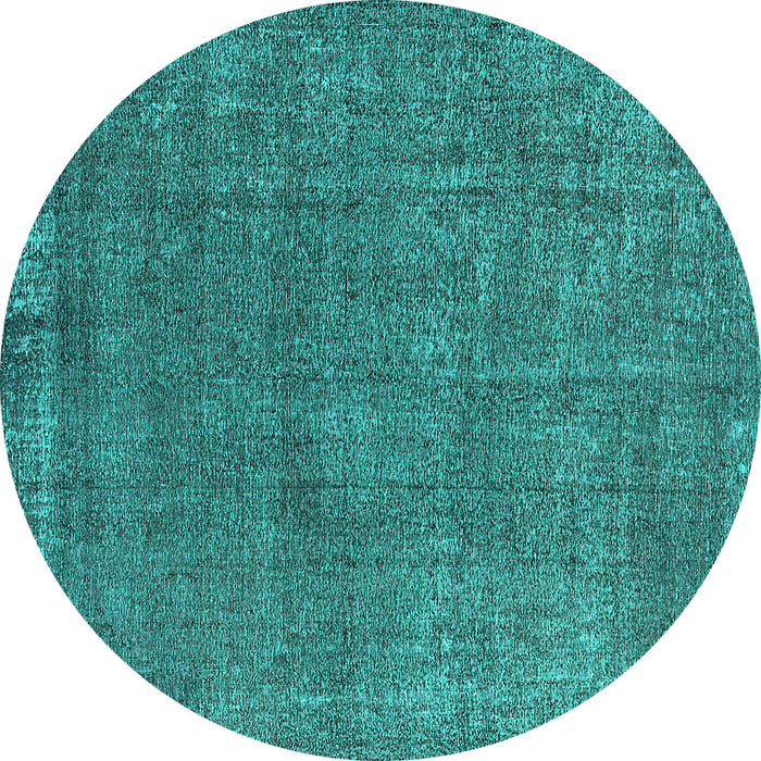 Round Oriental Turquoise Industrial Rug, urb2249turq
