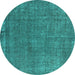 Round Oriental Turquoise Industrial Rug, urb2249turq