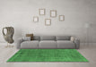 Machine Washable Oriental Emerald Green Industrial Area Rugs in a Living Room,, wshurb2249emgrn