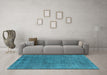 Machine Washable Oriental Light Blue Industrial Rug in a Living Room, wshurb2249lblu