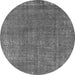 Round Machine Washable Oriental Gray Industrial Rug, wshurb2249gry