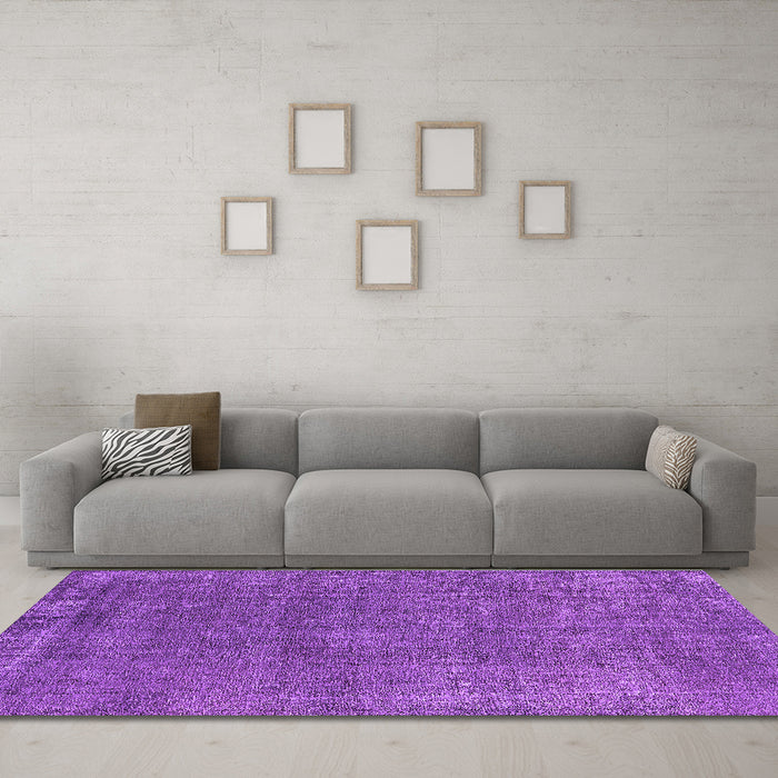 Machine Washable Oriental Purple Industrial Area Rugs in a Living Room, wshurb2249pur