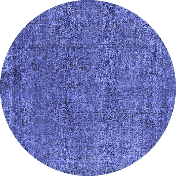 Round Machine Washable Oriental Blue Industrial Rug, wshurb2249blu