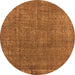 Round Machine Washable Oriental Orange Industrial Area Rugs, wshurb2249org