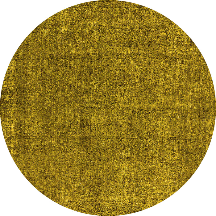 Round Oriental Yellow Industrial Rug, urb2249yw