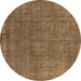 Round Machine Washable Oriental Brown Industrial Rug, wshurb2249brn