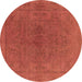 Round Machine Washable Oriental Brown Industrial Rug, wshurb2250brn