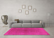 Machine Washable Oriental Pink Industrial Rug in a Living Room, wshurb2250pnk