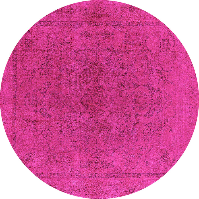 Round Machine Washable Oriental Pink Industrial Rug, wshurb2250pnk