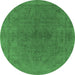 Round Oriental Emerald Green Industrial Rug, urb2250emgrn