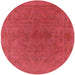 Round Machine Washable Industrial Modern Red Rug, wshurb2250