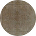 Round Oriental Turquoise Industrial Rug, urb2250turq