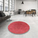 Round Mid-Century Modern Red Oriental Rug in a Office, urb2250