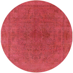 Round Mid-Century Modern Red Oriental Rug, urb2250