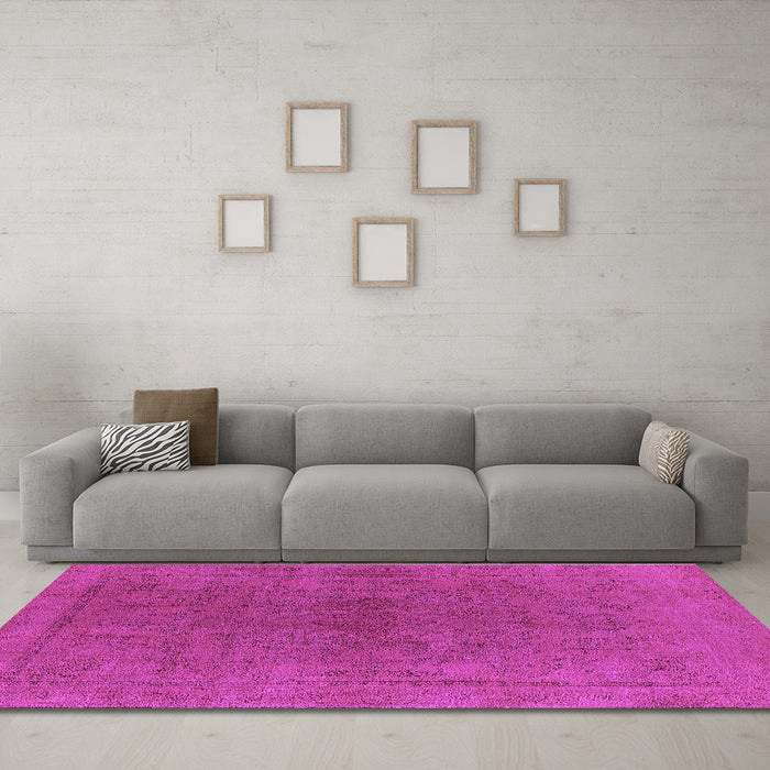 Machine Washable Oriental Purple Industrial Area Rugs in a Living Room, wshurb2250pur