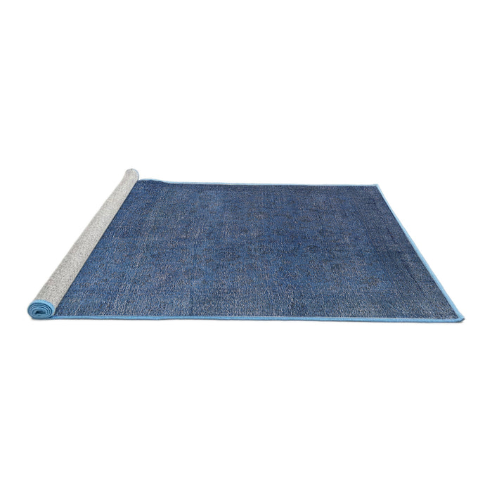 Sideview of Machine Washable Industrial Modern Silk Blue Rug, wshurb2251