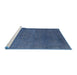 Sideview of Machine Washable Industrial Modern Silk Blue Rug, wshurb2251