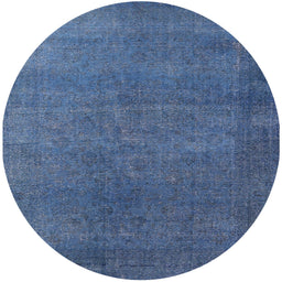 Round Machine Washable Industrial Modern Silk Blue Rug, wshurb2251
