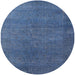 Round Machine Washable Industrial Modern Silk Blue Rug, wshurb2251