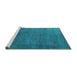 Sideview of Machine Washable Persian Turquoise Bohemian Area Rugs, wshurb2251turq