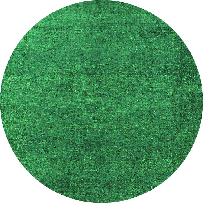 Round Machine Washable Persian Green Bohemian Area Rugs, wshurb2251grn