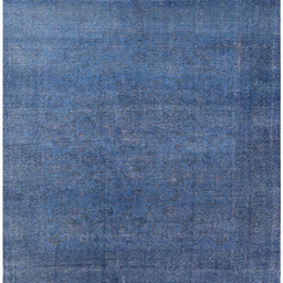 Square Machine Washable Industrial Modern Silk Blue Rug, wshurb2251