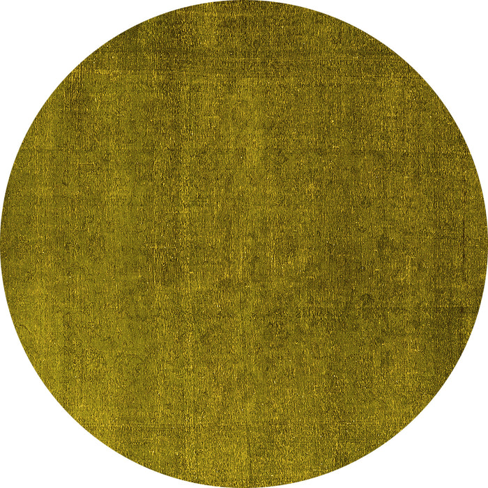 Round Machine Washable Persian Yellow Bohemian Rug, wshurb2251yw