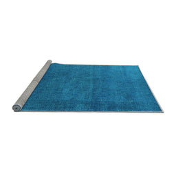 Sideview of Machine Washable Persian Light Blue Bohemian Rug, wshurb2251lblu