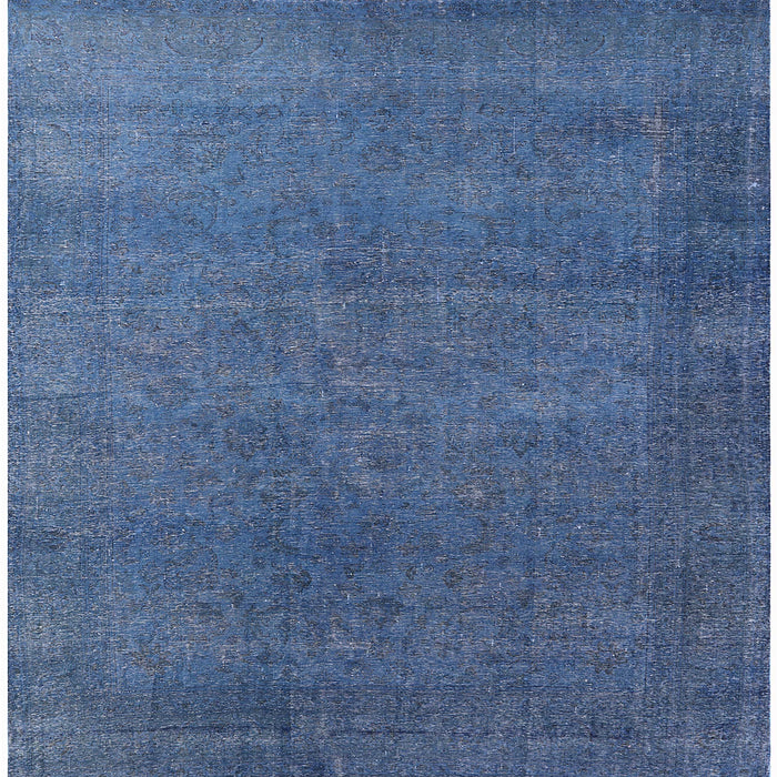 Square Mid-Century Modern Blue Persian Rug, urb2251