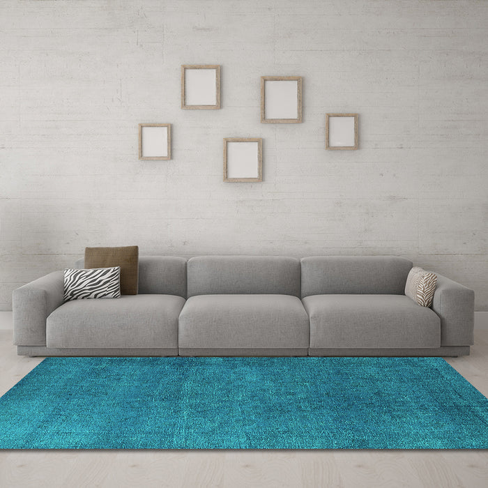 Machine Washable Persian Turquoise Bohemian Area Rugs in a Living Room,, wshurb2251turq