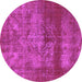 Round Persian Purple Bohemian Rug, urb2252pur