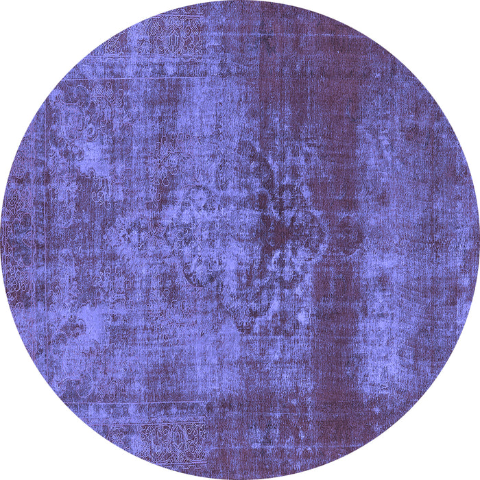 Round Machine Washable Persian Blue Bohemian Rug, wshurb2252blu