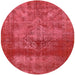 Round Machine Washable Industrial Modern Red Rug, wshurb2252