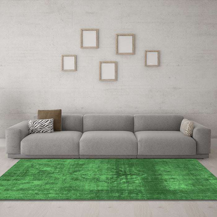 Machine Washable Persian Emerald Green Bohemian Area Rugs in a Living Room,, wshurb2252emgrn