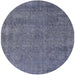 Round Machine Washable Industrial Modern Purple Navy Blue Rug, wshurb2253