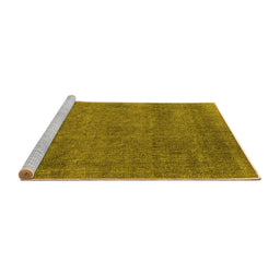 Sideview of Machine Washable Oriental Yellow Industrial Rug, wshurb2253yw