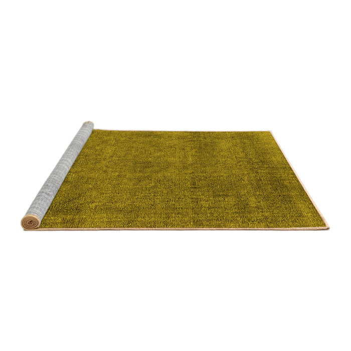 Sideview of Machine Washable Oriental Yellow Industrial Rug, wshurb2253yw