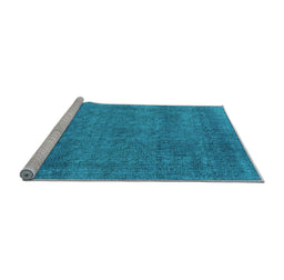 Sideview of Machine Washable Oriental Light Blue Industrial Rug, wshurb2253lblu
