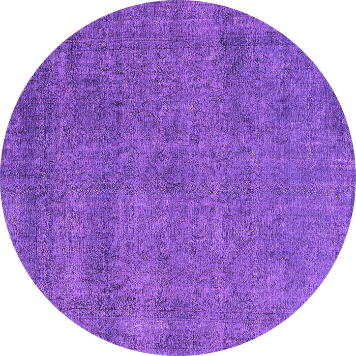Round Machine Washable Oriental Purple Industrial Area Rugs, wshurb2253pur
