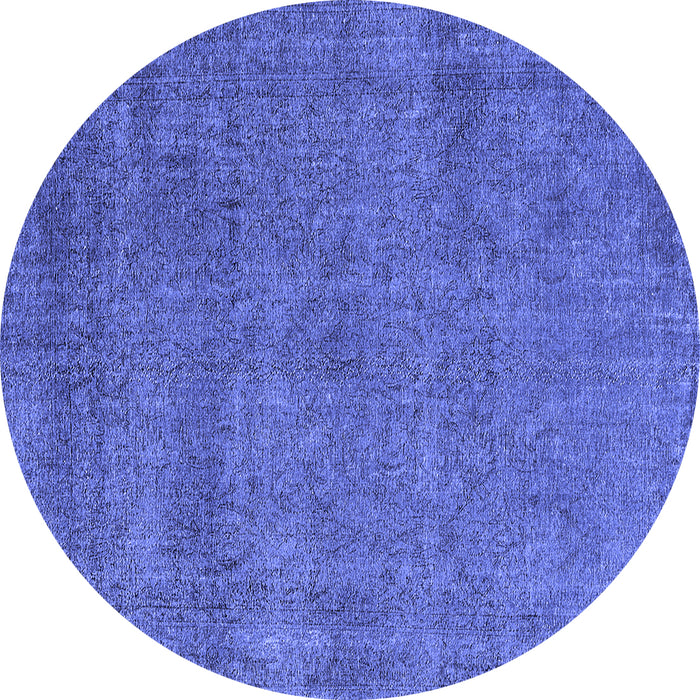 Round Oriental Blue Industrial Rug, urb2253blu