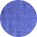 Round Oriental Blue Industrial Rug, urb2253blu