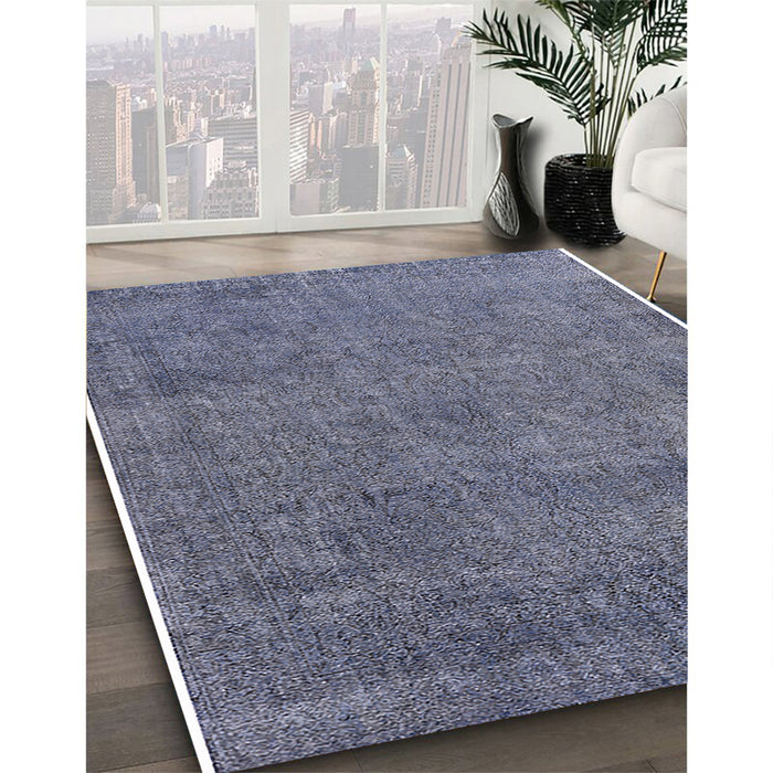 Mid-Century Modern Purple Navy Blue Oriental Rug in Family Room, urb2253