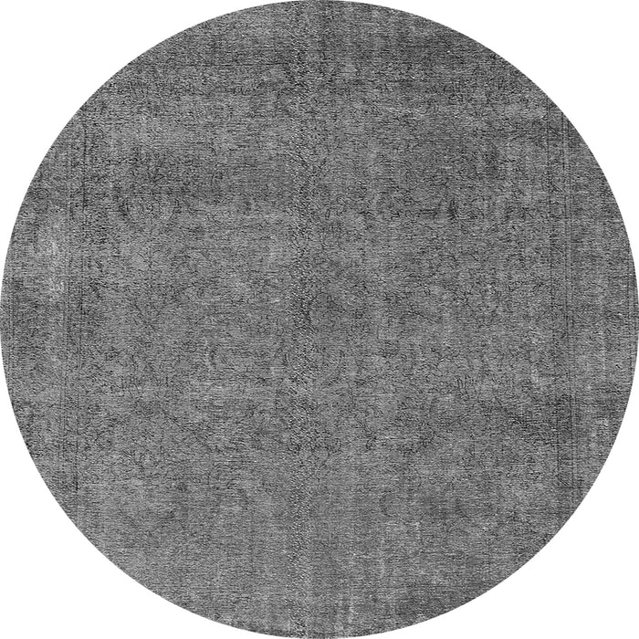 Round Machine Washable Oriental Gray Industrial Rug, wshurb2253gry