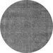 Round Machine Washable Oriental Gray Industrial Rug, wshurb2253gry