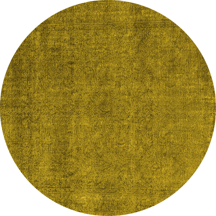 Round Oriental Yellow Industrial Rug, urb2253yw