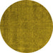 Round Oriental Yellow Industrial Rug, urb2253yw