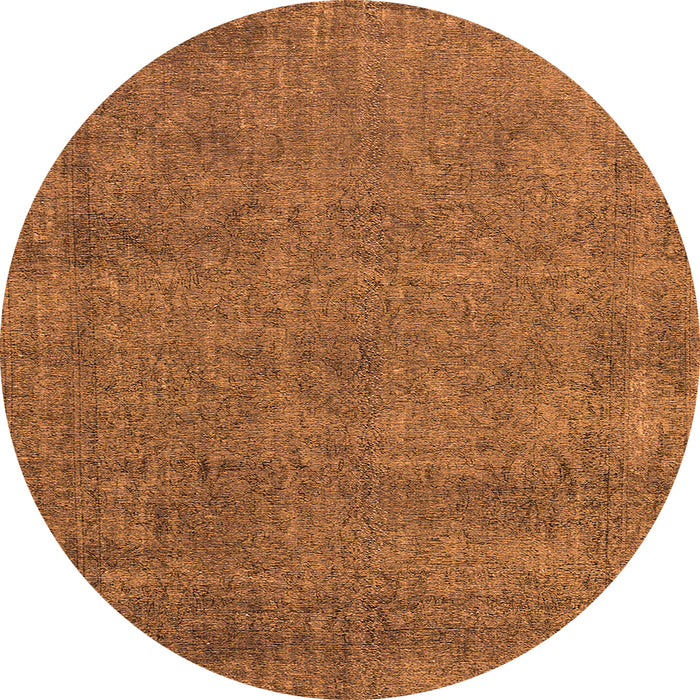 Round Machine Washable Oriental Orange Industrial Area Rugs, wshurb2253org